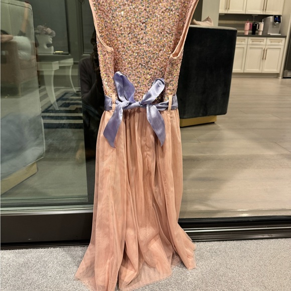 Monsoon UK girls tulle sequence  dress light peach size 9 - Picture 4 of 5